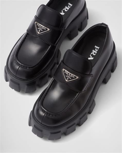 prada monolith brushed leather loafers|Prada monolith loafers sale.